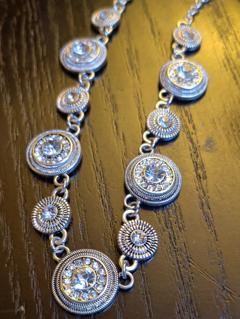 Lia Sophia Style Silver Tone Clear Crystal Disc Necklace - Women's Jewelry